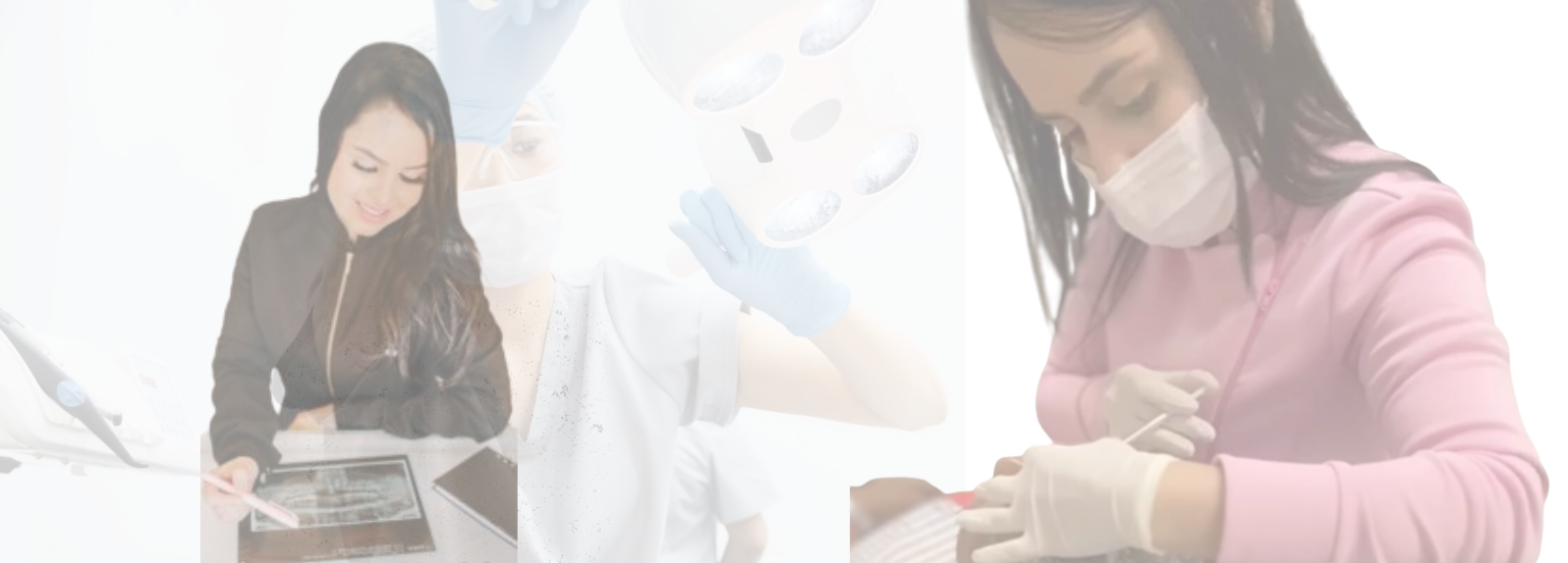 Dentista em Santa Maria, imagem de profissionais de odontologia e estética um pouco tranparente como fundo da imagem.